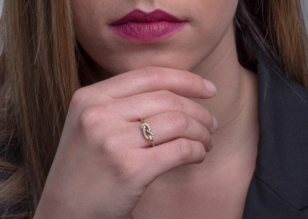 1 23 diamond knot gold ring, RN235-1 - Image 1