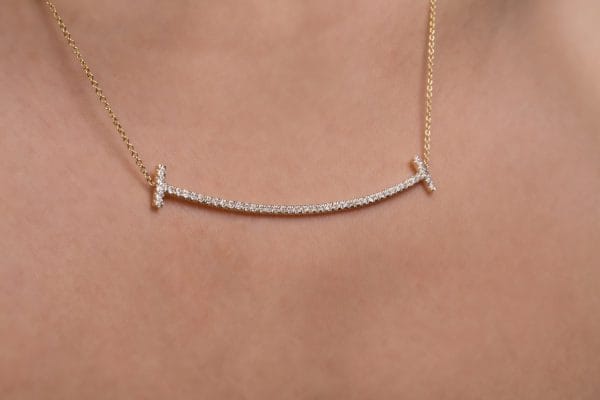 1 Large diamond smile gold necklace - Image 1