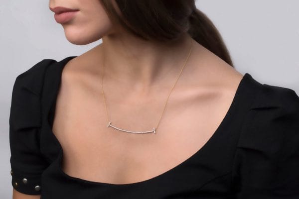 2 Large diamond smile gold necklace - Image 2