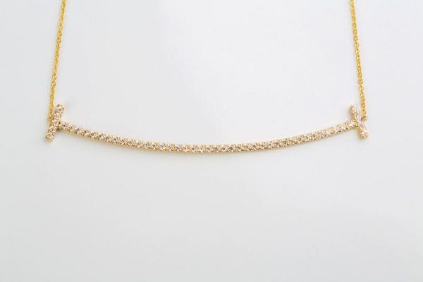 5 Large diamond smile gold necklace - Image 5