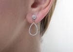 Diamond dangle long earrings
