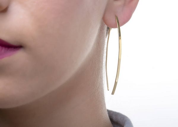 Long hoop gold earrings - Image 1
