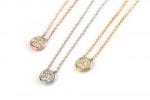Tiny diamond disk gold necklace