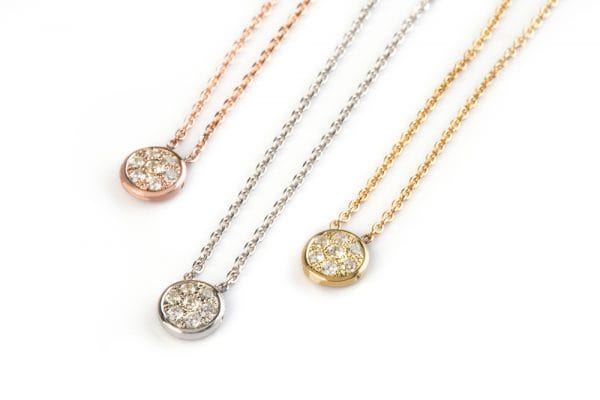 Diamond disk necklace 1 Tiny diamond disk gold necklace - Image 1