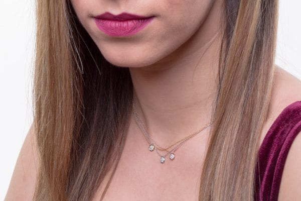 Tiny diamond disk gold necklace - Image 3