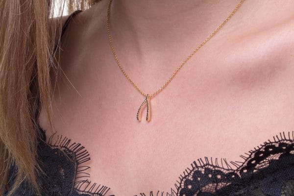 Diamond wishbone gold necklace - Image 6