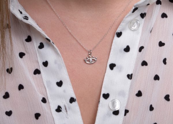 XRI_1678 Diamond dotted evil eye necklace - Image 3