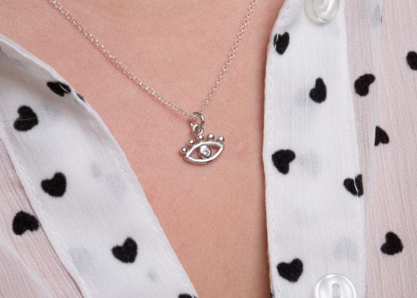 XRI_1680 Diamond dotted evil eye necklace - Image 2