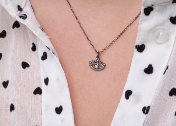XRI_1698 Diamond dotted evil eye necklace - Image 4