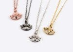 Diamond dotted evil eye necklace