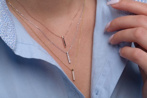 Cylindrical diamond bar necklace - Image 5