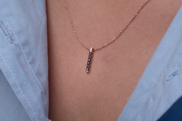 Cylindrical diamond bar necklace - Image 6
