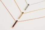 Cylindrical diamond bar necklace