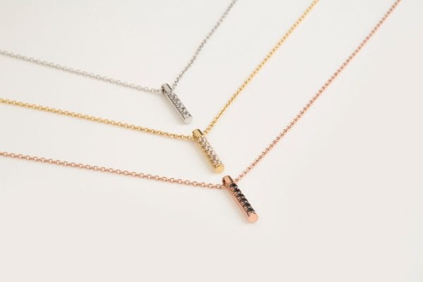 Cylindrical diamond bar necklace - Image 9