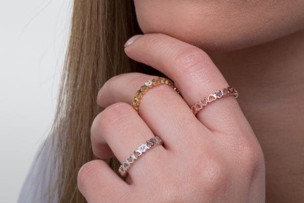 Diamond gold ring with tiny hearts - Image 2