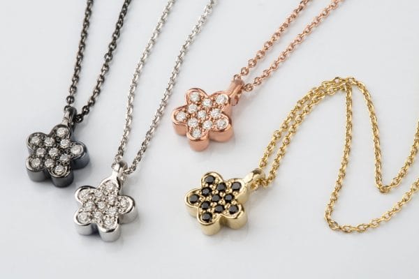 XRI_1009 Cute diamond flower gold necklace - Image 1