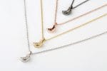 Small diamond moon gold necklace