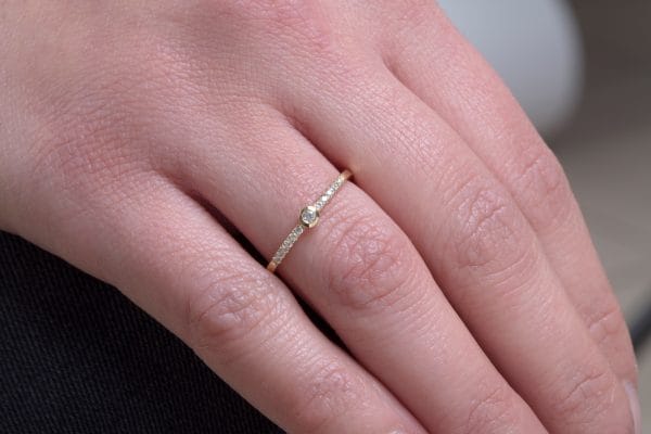 Tiny solitaire solid gold ring - Image 2