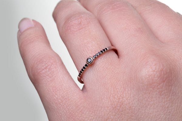 Tiny solitaire solid gold ring - Image 5