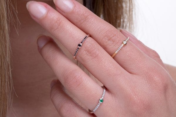 Tiny solitaire solid gold ring - Image 3