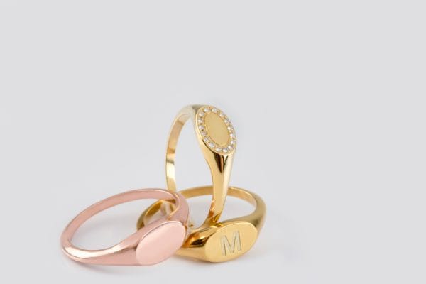 Oval diamond signet ring, RN300-1 - Image 6