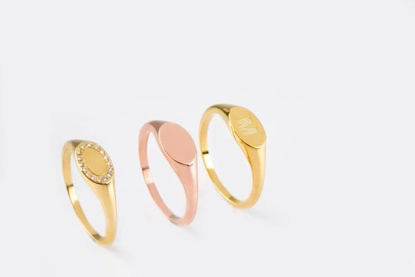 Oval diamond signet ring, RN300-1 - Image 7