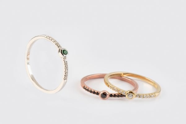 Tiny solitaire solid gold ring - Image 1