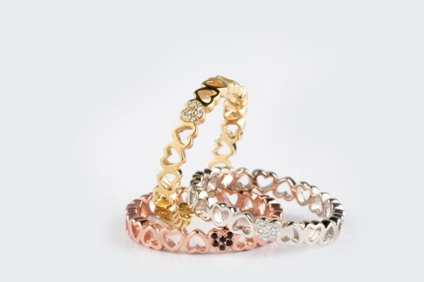 Diamond gold ring with tiny hearts - Image 1