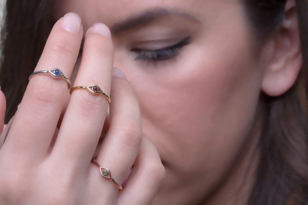 XRI_2129 Gem evil eye gold ring - Image 3