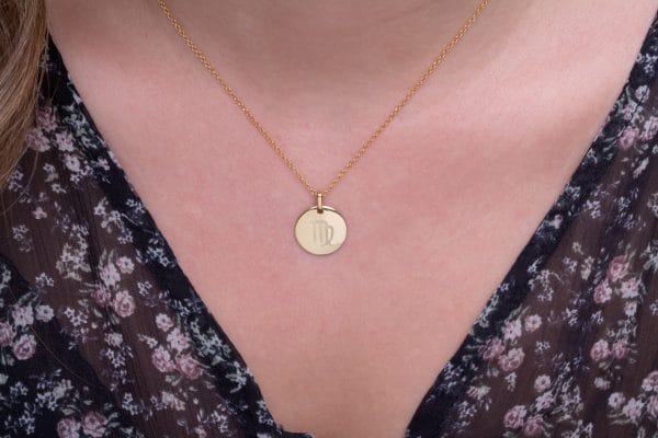 Zodiac symbol gold disk necklace - Image 9