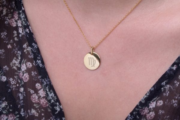 Zodiac symbol gold disk necklace - Image 10