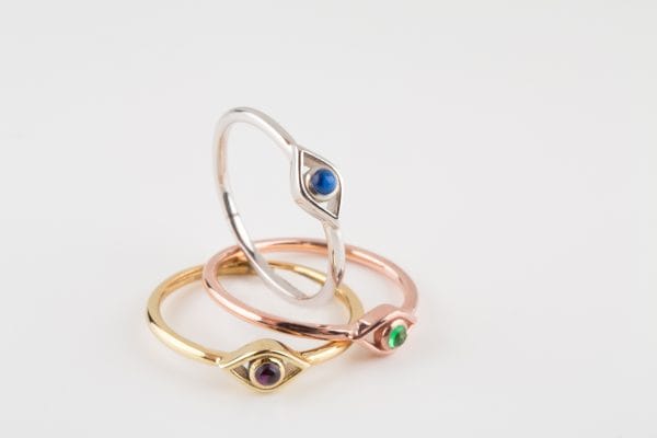 XRI_2415 Gem evil eye gold ring - Image 1