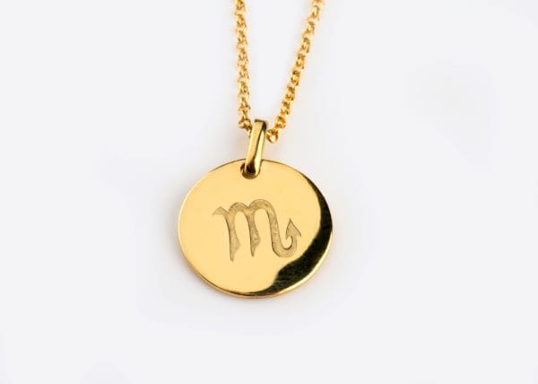 XRI_2441 Zodiac symbol gold disk necklace - Image 1