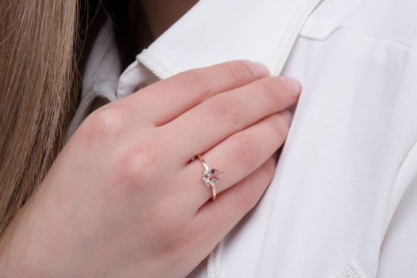 Morganite pear gold ring - Image 3