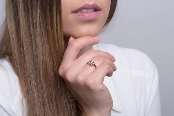 Morganite square halo ring - Image 5