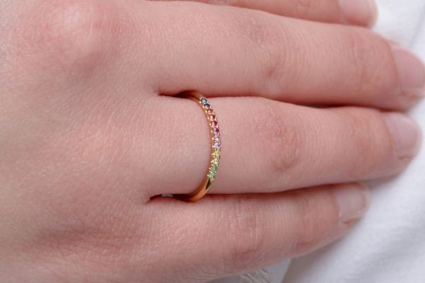 XRI_2584 12 sapphires thin Rainbow ring, 1.1mm - Image 6