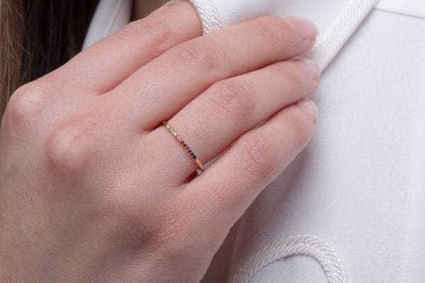 XRI_2610 12 sapphires thin Rainbow ring, 1.1mm - Image 7