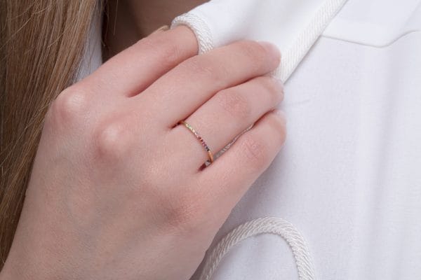 XRI_2611 12 sapphires thin Rainbow ring, 1.1mm - Image 12
