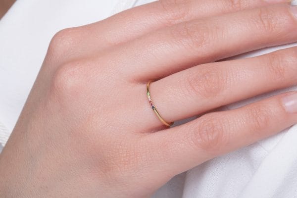 6 sapphires Rainbow ring, 1.25mm - Image 6