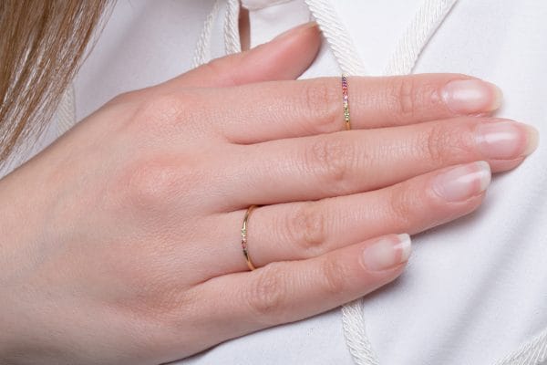 6 sapphires Rainbow ring, 1.25mm - Image 9