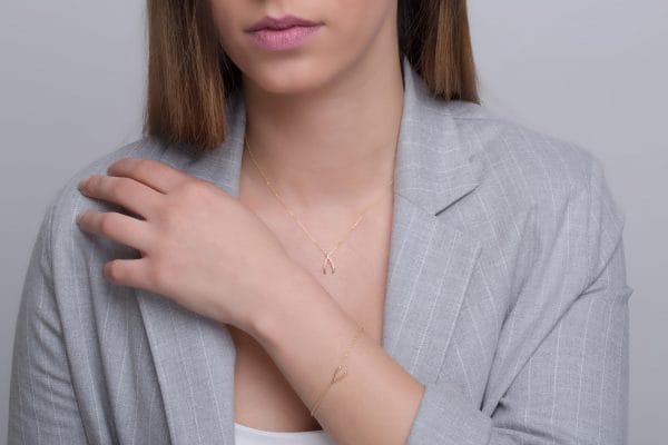 Tiny wishbone gold bracelet - Image 3