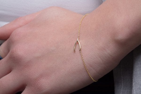 Tiny wishbone gold bracelet - Image 2