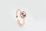Morganite square halo ring