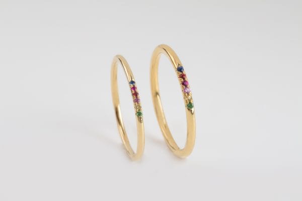 6 sapphires Rainbow ring, 1.25mm - Image 11