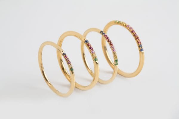 6 sapphires Rainbow ring, 1.25mm - Image 10