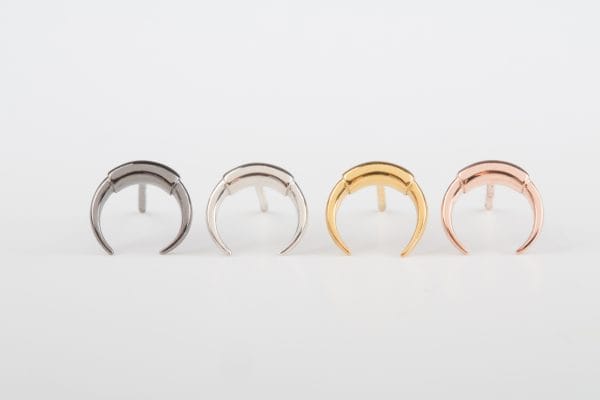 XRI_2917 Double horn moon stud earrings - Image 1