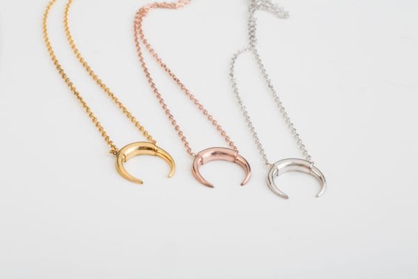 XRI_2927 Tiny plain double horn necklace 10X9mm - Image 10