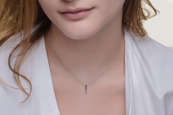 Rainbow square bar necklace - Image 4