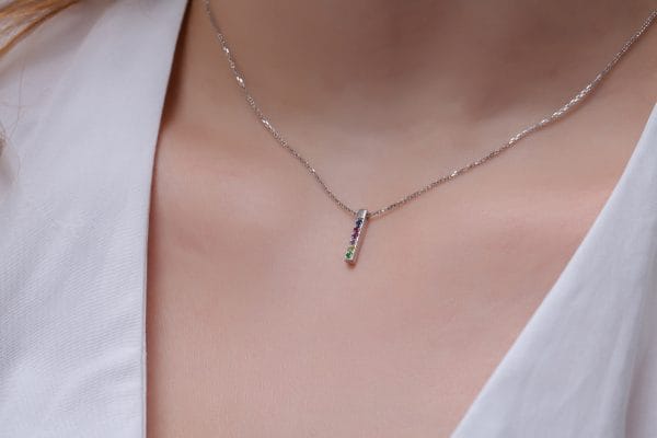 Rainbow square bar necklace - Image 7