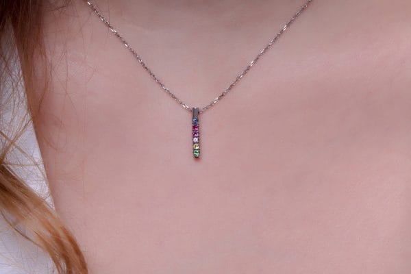 Rainbow cylindrical bar necklace - Image 4